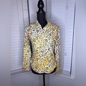 Chic Animal Print Blouse with Red Trim